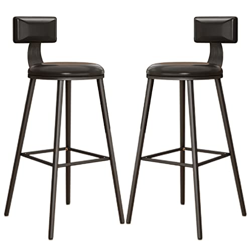 Tabourets de bar lot de 2 en cuir PU noir pour cuisine