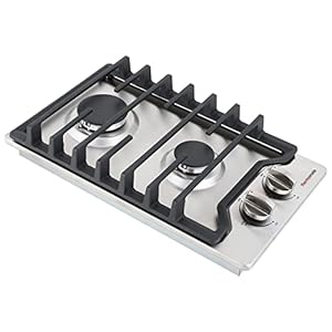 12 Inch Gas Cooktop, thermomate Built In Gas Rangetop with 2 High Efficiency SABAF Burners, NG/LPG Convertible 304 Stainless Steel Gas Stove Top with Flame Out Protection, CSA Certified