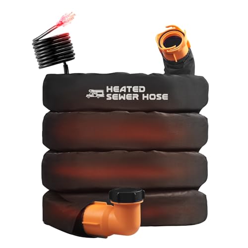 REHOSEUP 15FT Sewer Hose with Heated Sleeve,Black Rv Sewer Hose kit...