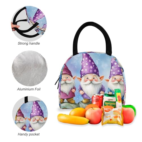 Backpack Lunch Box Set Large Capacity Travel Backpacks and Insulated Lunch Bag for Commute Hiking Picnic Lovely Gnome Print4