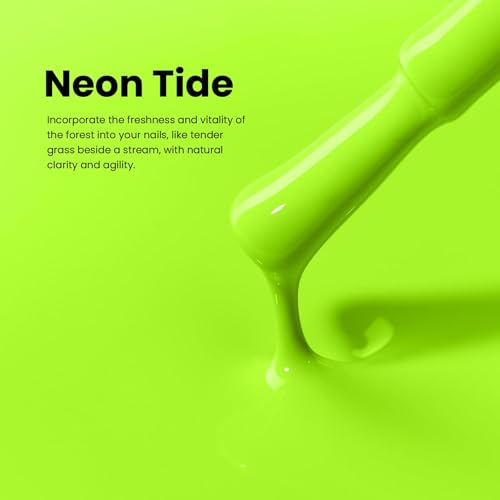 Image of Beetles Neon Green Gel Nail Polish - NeonTide 15ML Full Size /0.51Fl Oz, HEMA-Free Gel Nail Polish,Soak Off UV LED Lamp Nails Art, Manicure Salon DIY