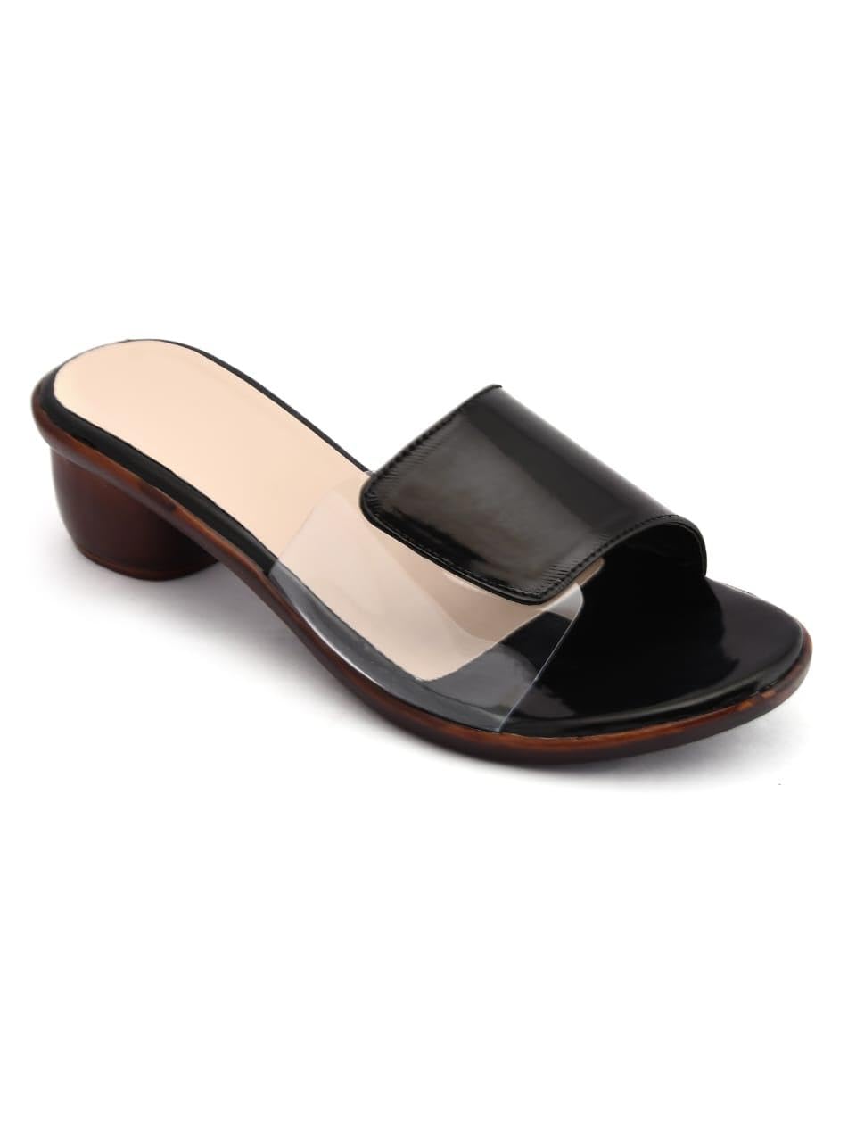 Parroty Womens Plastic Slip On Open Toe Comfortable Block Heel Sandle (Black-4) (B0D6N4JDFH) Amazon Price History, Amazon Price Tracker