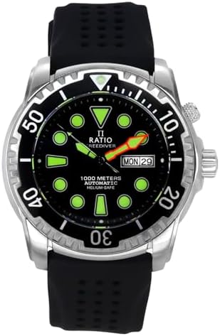 RATIO FreeDiver Helium-Safe Dive Watch Sapphire Crystal Automatic Diver Watch 1000M Water Resistant Diving Watch for Men