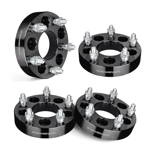 EVIL ENERGY 5x4.5 to 5x5 Wheel Adapters 1.25 inch Compatible with Ford Mustang 1994-2014 5x114.3 mm to 5x127 mm 5 Lugs 71.5 mm Hub Bore 1/2x20 Studs Black Not Hubcentric