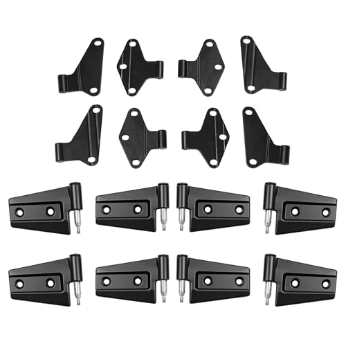 ALMULOO 16Pcs Door Hinge Set Compatible with 2007-2018 Jeep Wrangler JK Models Interior & Exterior Body Door Hinge Assembly Kit Steel+Aluminium Alloy Electrophoresis Primed Black