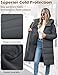 Jyanl Womens Winter Coats Long Puffer Jacket Coat Down Thicken Warm Quilted Jacket Puffy Padded Full Zip Hoodie Coat Side Zipper Hood Outerwear