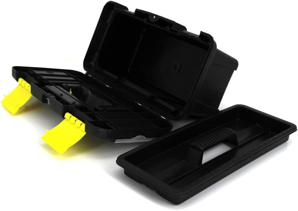 Portable Folding Tool Box,Three-Layer Storage Box with Cantilever Tray Plastic Hardware Box Storage 330x200x150mm Red 1Pcs