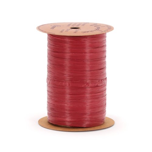 Berwick Offray 1/4'' Wide Matte Raffia Ribbon, Claret Red, 100 Yards