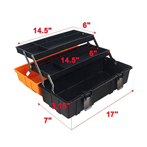 Wewline 17-Inch Tool Box Organizer 3-Layer Multiplication Plastic Storage Toolbox With Portable Handle Perfect For Home Office Car Trunk #TOP2