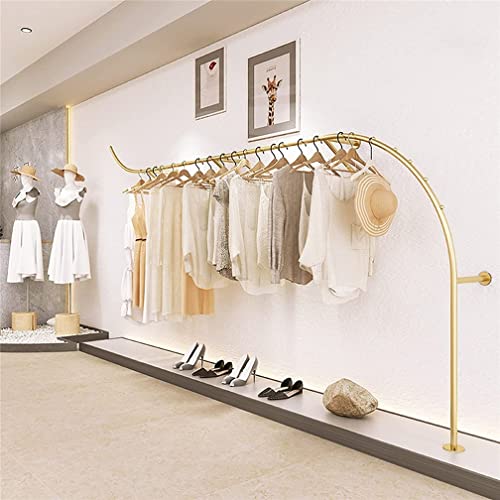 Perchero de pared moderno industrial dorado para bodas y perchero para tiendas de ropa, exhibición creativa de boutique, elegante nizer para ropa