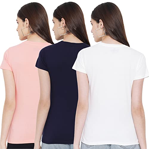 Image of Preneum Women's Cotton Regular Fit Graphic Stylish Printed Short Sleeves Casual T-Shirt || Trendy & Style (Pack 3)