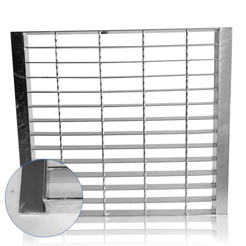 apgbwj Galvanized Steel Drain Grate and Frame, 18x18 Outdoor Drain Cover with Base,Heavy Duty Metal Sewer Drain Cover Sliver Square Drain Grate for Concrete Floor