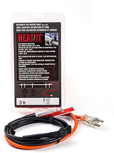 Heatit Hisd 3-Feet Pipe Heating Cable With Built-In Thermostat 7W/Ft #TOP5