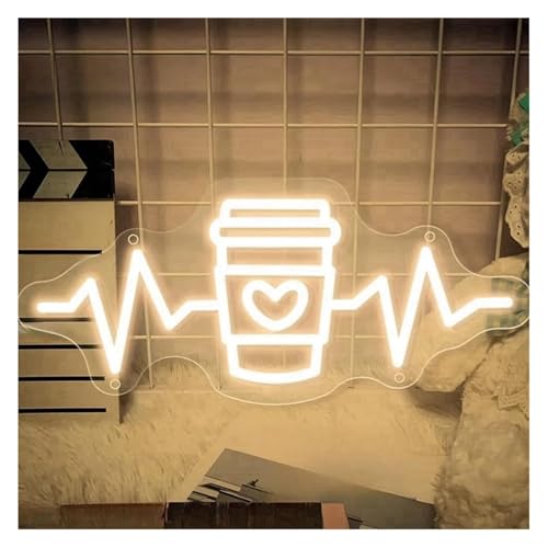 Décoration murale néon beige pour enseigne lumineuse café intérieur