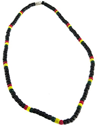 Collier Rasta Jamaique bob Marron Noir Bleu Homme Femme Collier Surf Surfeur 45cm Long Bois