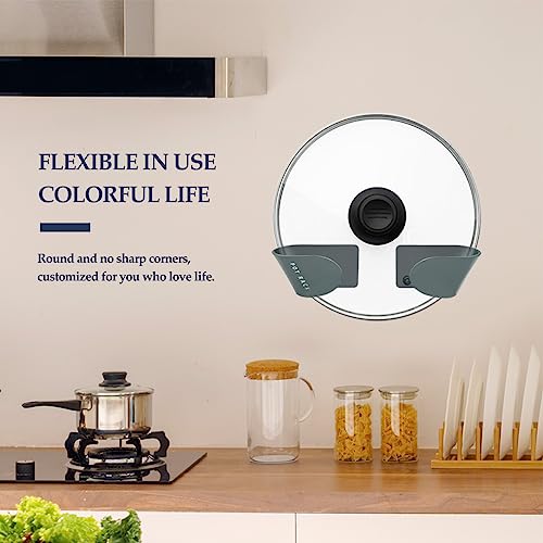 TIMESETL 8 pairs Wall Mount Pot Lid Stand Holder Rack, Plastic Pot Lid Holder, Self-Adhesive Pot Lid Storage Organizer for Home Kitchen - Image 7