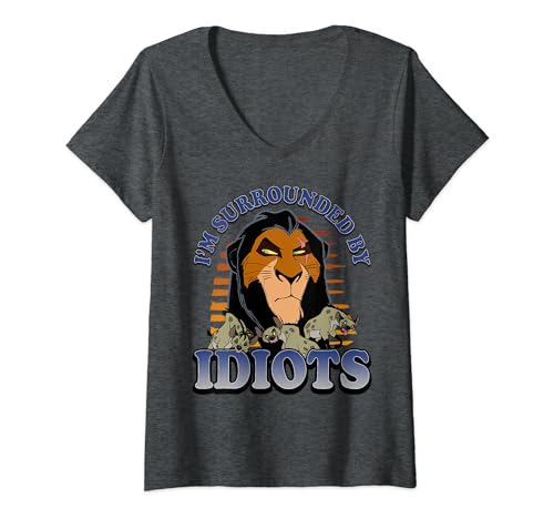 Image of Womens Disney Lion King Scar Surrounded By Idiots V-Neck T-Shirt