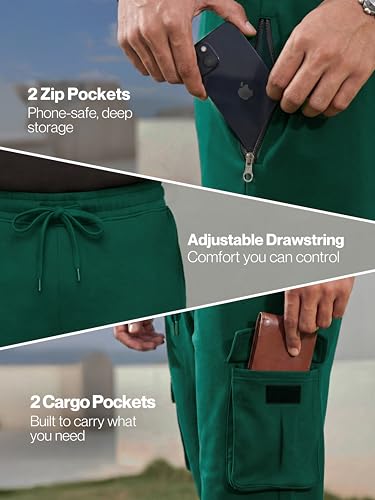 Image of Fflirtygo Mens Cargo Pants Cotton | Track Pants with Zip Pockets | 4 Pocket Joggers | Baggy Lower for Men | Sizes Upto 6XL
