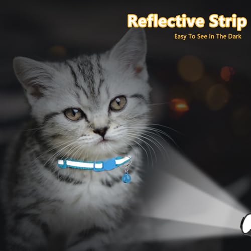 Image of Taglory 2 Pack Cat Collar with Bell, Breakaway Buckle and Reflective Strip | Adjustable 15-20 cm for 2-6 Months Cat, Quick Release Clip, Kitten and Adult Cats, Spare Collar Included, Indoor Outdoor Use