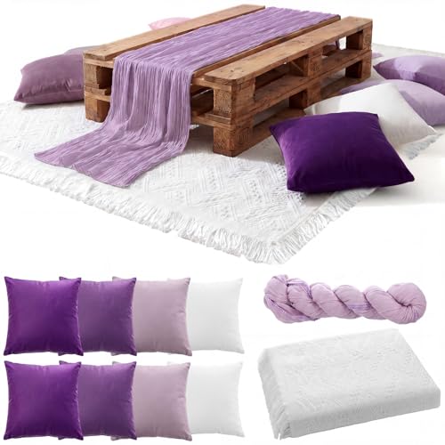 Moukeren 10 Pcs 71''x102'' Extra Large White Outdoor Boho Picnic Blanket