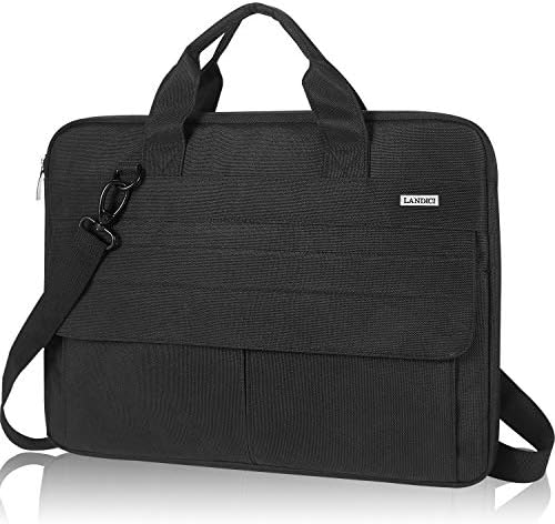 LANDICI Laptop Bag case 17 17.3 inch for Men Women, Waterproof Computer Sleeve Cover Compatible with with MacBook Acer Asus Dell Notebook, Slim Briefcase Messenger Bag with Shoulder Strap, Black