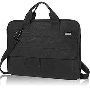 LANDICI Laptop Bag case 17 17.3 inch with Shoulder Strap, Waterproof Computer Sleeve Cover for 17-18 Inch MacBook HP Lenovo Acer Asus Dell Laptop, Slim Briefcase Messenger Bag for Men Women, Black