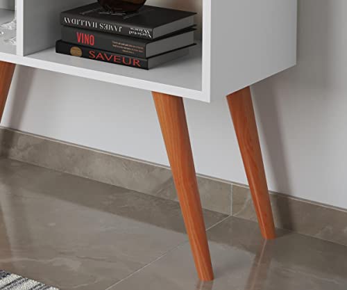 Aparador Buffet Bar com Adega Rubi e Conjunto de Mesas Apoio e Lateral Classic Retrô (KIT-BRANCO)