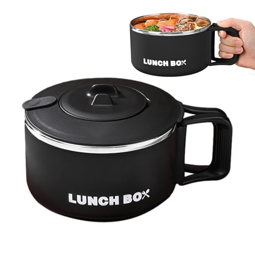 Générique Bol À Nouilles – Cuiseur À Nouilles Instantanées en Acier Inoxydable De 1200 Ml, Boîte À Déjeuner Portable, Tasse À Soupe Avec Couvercle, Bol De Style Japonais, Maison, Cuisine, Dortoir, C