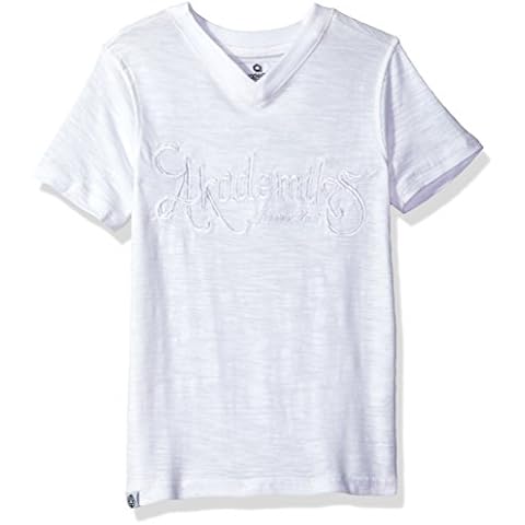 Akademiks Kids Boys' Little Short Sleeve Slub Jersey V-Neck Tee, White, 5-M Cover
