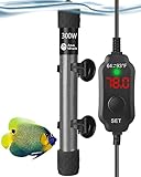 AquaMiracle Adjustable 300W Aquarium Heater Submersible Fish Tank Heater Super Short Aquarium Heater with LED Digital Display Thermostat, for Tanks 40-60 Gallons