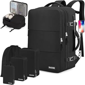 Carry-On-Backpack-42L-Flight-Approved-Travel-Backpack-for-Men-WomenAirline-Approved-Gym-Backpack-Waterproof-Business-Laptop-Daypack-Laptop-BackpackCasual-Daypack-for-Business-Weekend-Hiking BAGODI Carry On Backpack, 42L Flight Approved Travel Backpack for Men Women,Airline Approved Gym Backpack Waterproof Business Laptop Daypack Laptop Backpack,Casual Daypack for Business Weekend Hiking
