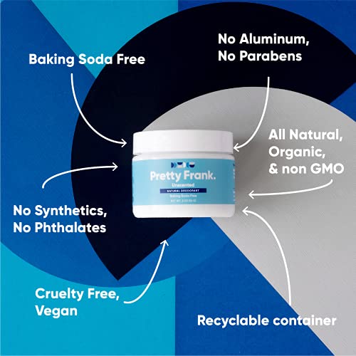 Pretty Frank Natural Deodorant Jar – Baking Soda-Free, Natural Deodorant For Women, Men & Teens In A Jar, Aluminum-Free, Made With Organic, Safe, And Effective Ingredients (Unscented, 1Pk) #TOP1