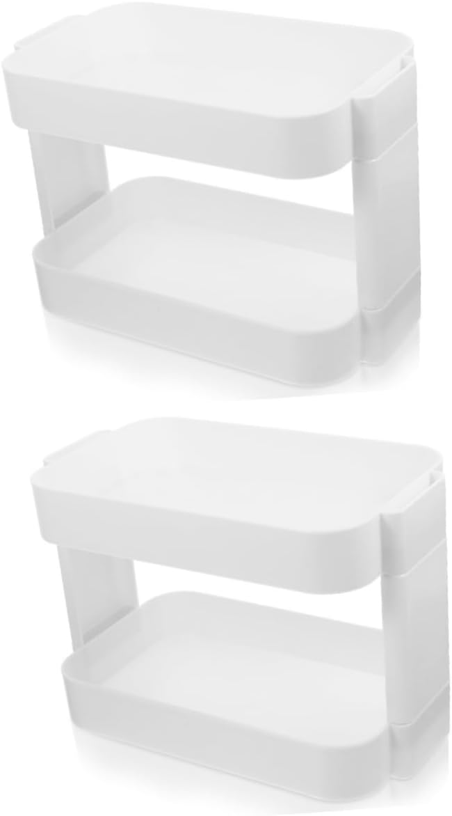 Luxshiny 2pcs Double Layer Desktop Makeup Organizer Multi-function Cosmetics Storage Shelf for Home and Office Space-saving Sundry Rack for Cosmetics and Kitchen Essentials