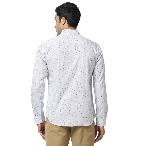Image of Park Avenue Men's Pure Cotton Print Pattern Slim Fit Cut Away Collar Full Sleeve Casual Shirt