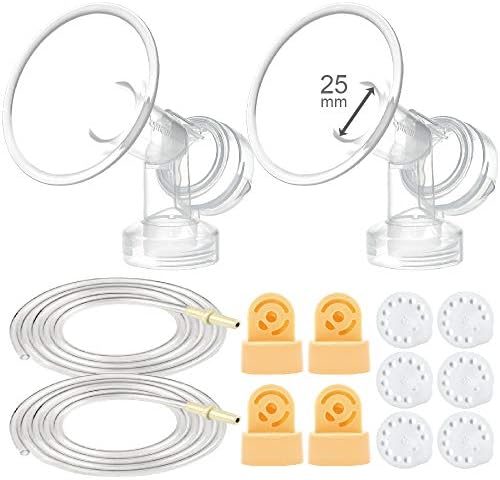 Maymom Breast Pump Kit Compatible with Medela Pump in Style Advanced Breast Pumps;2 Breastshields (one-piece, 25mm), 4 Valve, 6 Membrane, & 2 Pump-in-Style Tubing Can Replace Medela Pumpin Style Valve