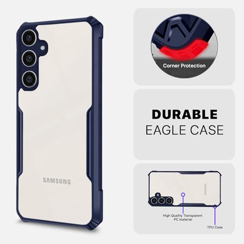 Image of Amazon Basics Back Cover for Samsung Galaxy S23 FE 5G | Crystal Clear Transparent Back | Ultra Hyrbid | Full Camera Protection | Raised Edge | Bumper Cover (Blue)