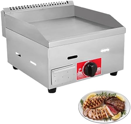 Heavy Duty Stainless Steel Gas Griddle - Commercial Non-Stick Flat Top Grill for High Volume Burgers, Ideal for Restaurants and Food Trucks, Efficient Cooking Performance