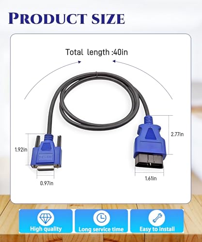 Image of 16 Pin OBD2 Cable Adapter Fits for Nexiq USB Link 2 & Nexiq USB Link 3 Fits for J1962 Vehicles Ford GM Dodge Mack Isuzu Hino ETC.