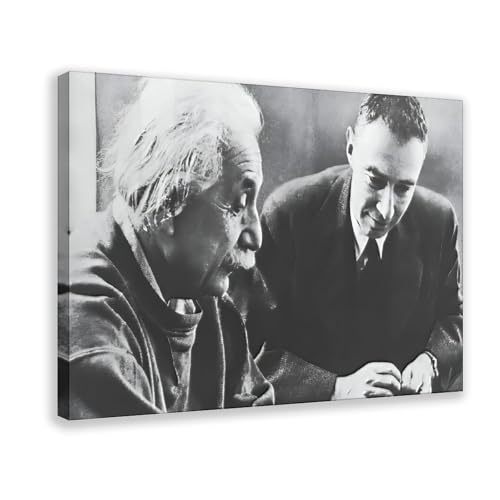 Albert Einstein & Oppenheimer, Atomic Bomb, Canvas Poster Bedroom Decor Landscape Office Room Decor Gift 08x12inch(20x30cm)