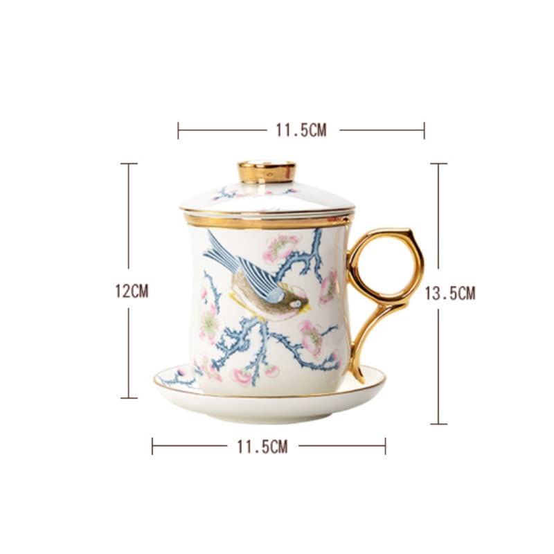 Tasse à thé créative en porcelaine anglaise avec couvercle et filtre pour le bureau - En céramique peinte à la main