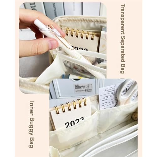 SIORTIO Pencil Pouch Multi-Layer Large Capacity Capybara Print Quirky Fun Cute (Beige-1), TM240315-1(2)-test-1 by SIORTIO - Used condition - Image 3