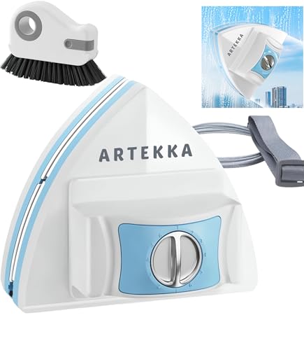 ARTEKKA Lave Vitre Magnétique Double Vitrage 3-30 mm Brosse à Rainures Nettoyage Intérieur Extérieur Vitres Inaccessibles Kit Complet avec Recharges et...