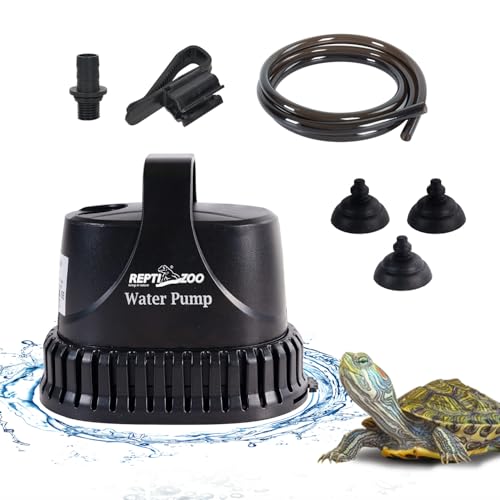 REPTIZOO Low Water Level Drain Pump, 243GPH 26W Submersible Drain with Bottom Suction, Flow Adjustable Bottom-draw Water Pump for Turtle/Fish/Paludarium Tanks
