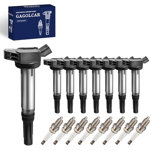 Ignition Coil Pack 90919-02255 and Iridium Spark Plugs (Set of 8) Compatible with Lexus GX460 LS460 LS600h LX570 Toyota Land Cruiser Sequoia Tundra 4.6L 4.7L 5.0L 5.7L V8, For 673-1309