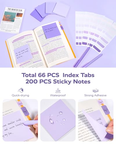 Image of Four Candies Aesthetic School Supplies, Gel Pens with Black Correction Tapes, Pastel Highlighters, Mechanical Pencils, Sticky Notes, Bible Study Supplies, Stationery with Case, Purple