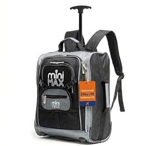 Aerolite MiniMAX Geschikt voor easyJet 45x36x20 nieuwe 2025, trolley geschikt voor onder de stoel, rugzak voor handbagage, voor cabine, reistas voor, 45x35x20cm,Zwart