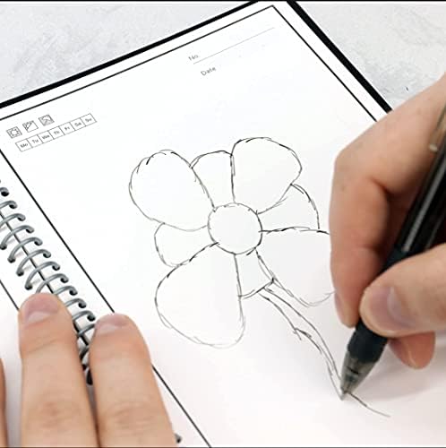 REUSAPAD | Reusable Smart Notebook | A5 Notebook | Reusable Notepad | Includes Erasable Pen & Microfibre Cloth | Reusable Notebook | Lined and Blank Pages | Black Erasable Notebook