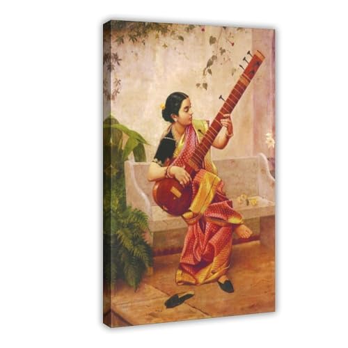 Impression sur toile Kadambari de Raja Ravi Varma - Déco 30x45cm
