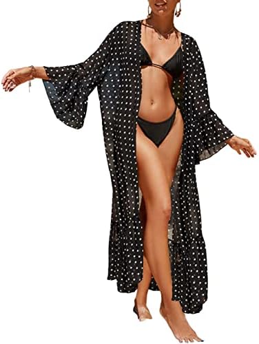 Bsubseach Womens Chiffon/Rayon Beach Blouses Kimono Cardigan Long Bikini Cover Up