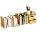 MOCHIYIA Libreria Piccola sul Tavolo per Studenti Mensola con Cassetti Scaffale Organizer da Scrivania Ufficio in bambù， Libreria da Scrivania Estensibile Regolabile